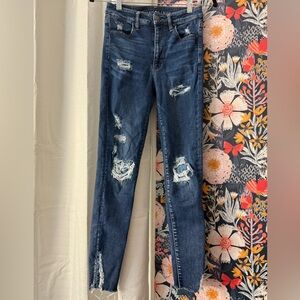 American Eagle Outfitters Ripped Blue Skinny Jeans